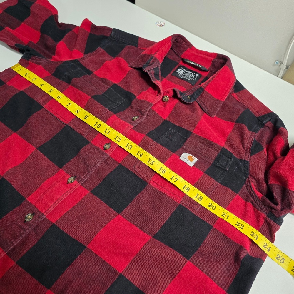 Carhartt Rugged Flex Flannel Shirt Womens 1X Red‎ Black Buffalo Plaid Workwear - Picture 9 of 12